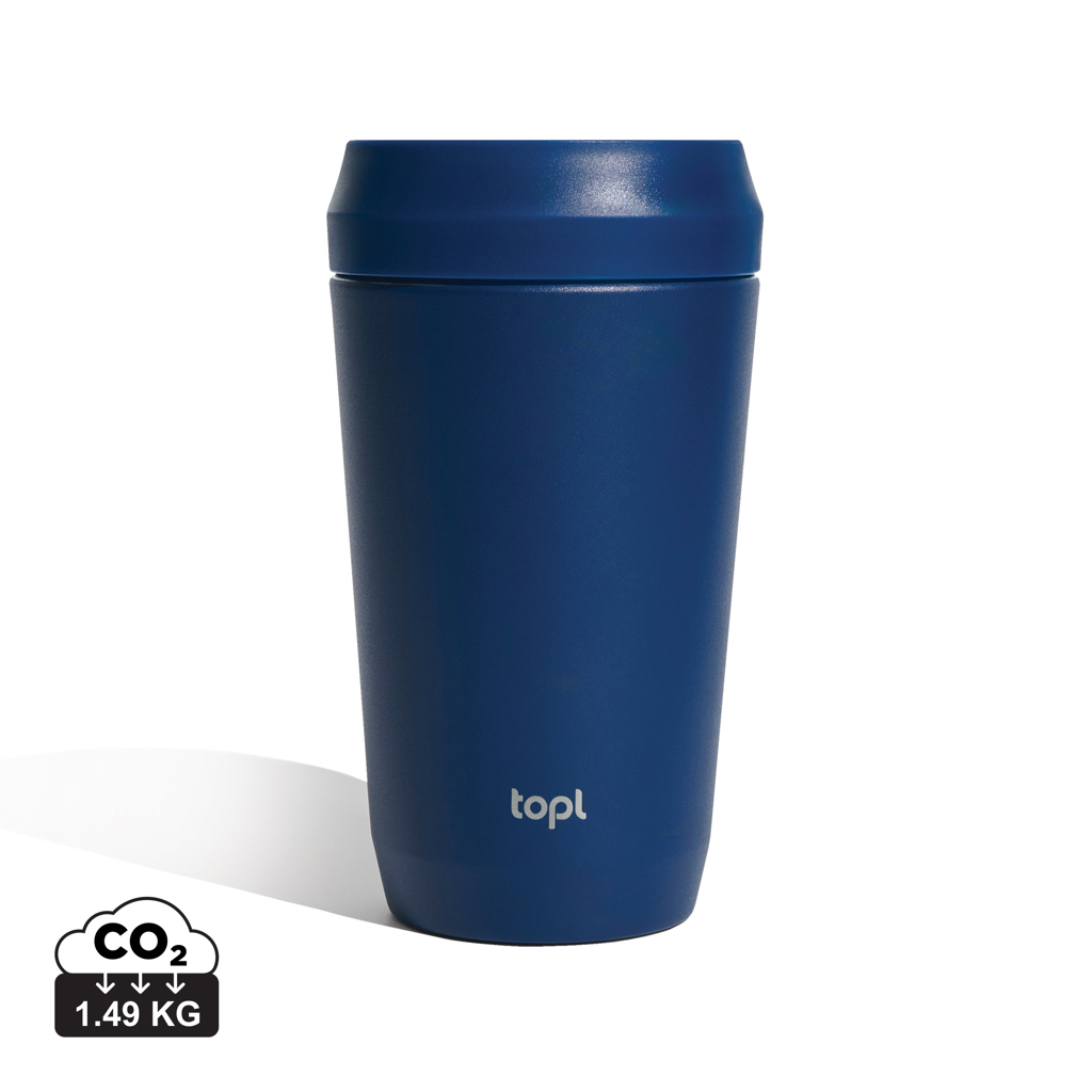 Mug publicitaire 350ml avec couvercle 360° recyclé Topl Bleu marine